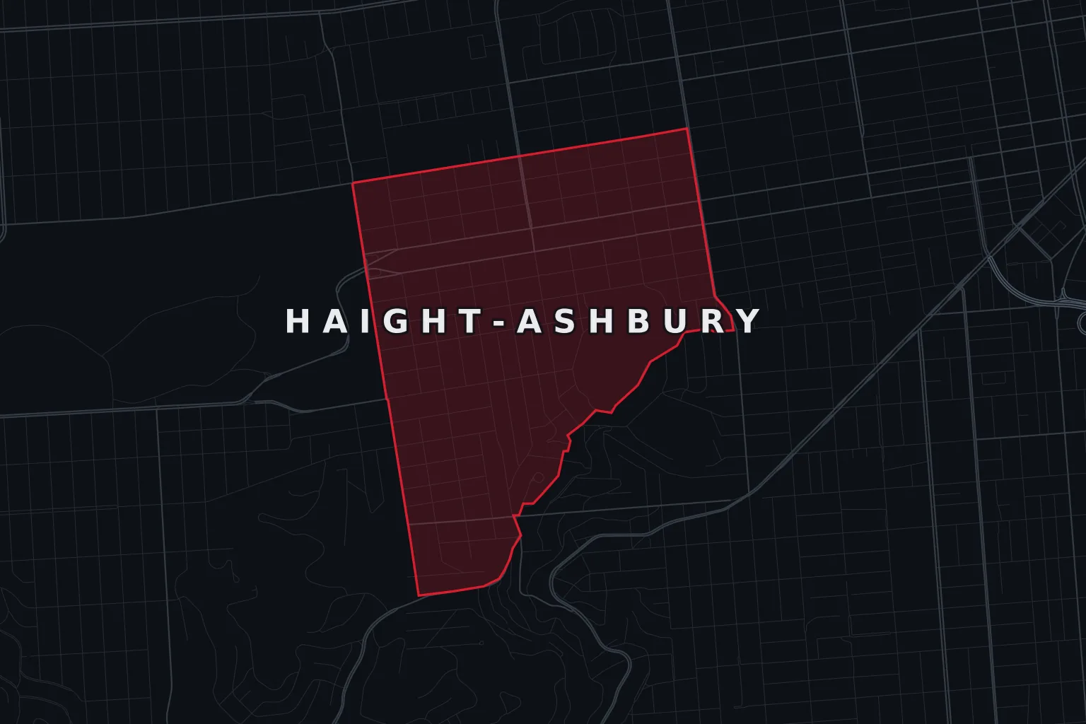 Stylized map of Haight-Ashbury, San Francisco, with the AMB Protective Services coverage area highlighted