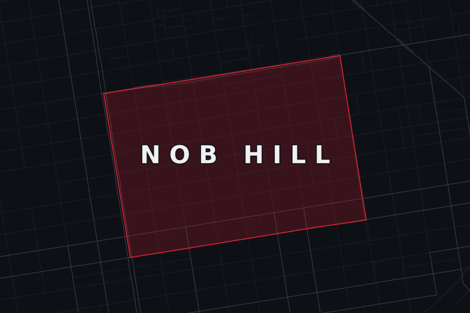 Stylized map of Nob Hill, San Francisco, with the AMB Protective Services coverage area highlighted