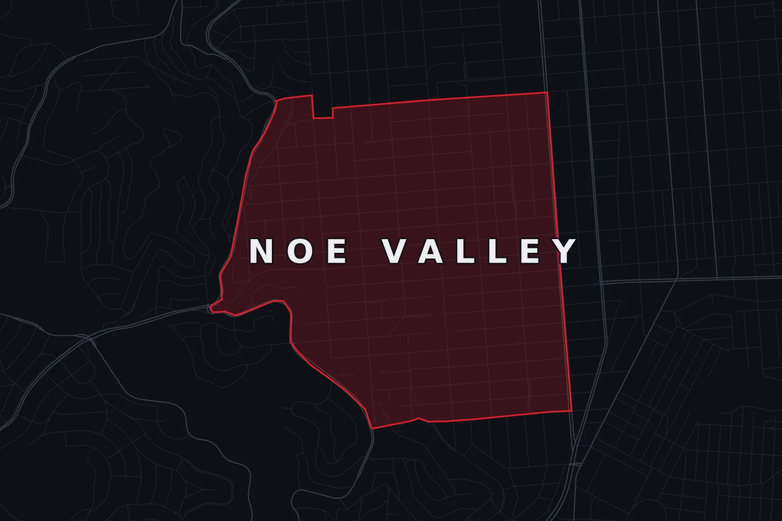Stylized map of Noe Valley, San Francisco, with the AMB Protective Services coverage area highlighted