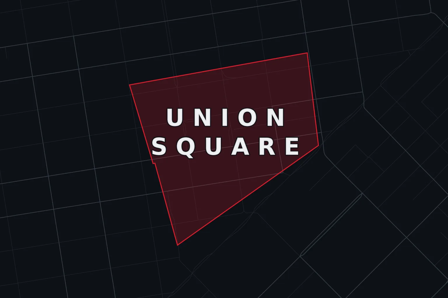 Stylized map of Union Square, San Francisco, with the AMB Protective Services coverage area highlighted