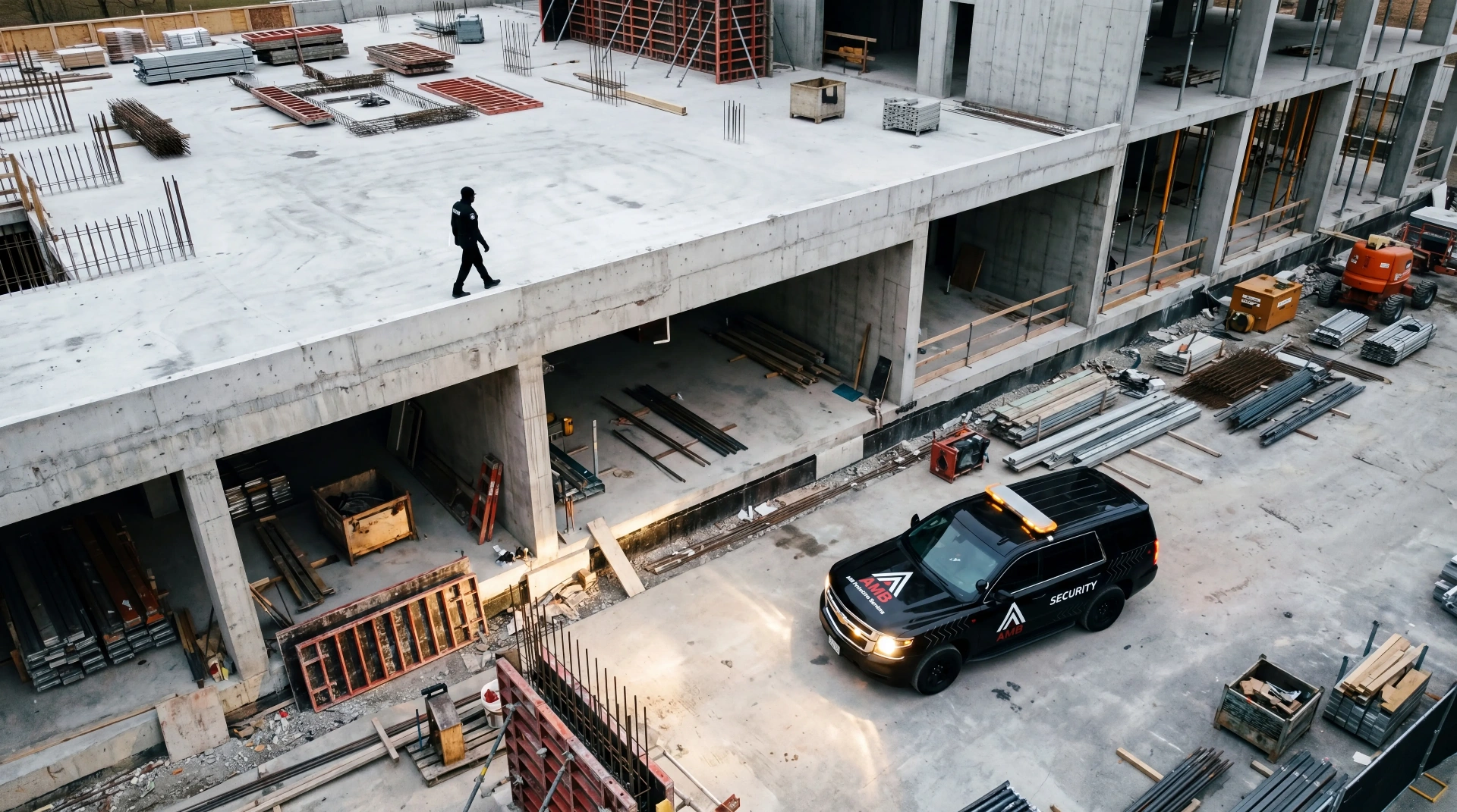Aerial view of an active San Francisco construction site