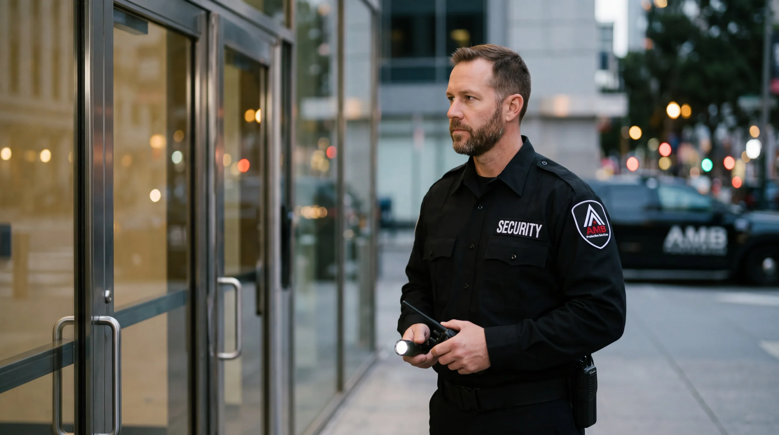 AMB armed security officer on patrol, San Francisco