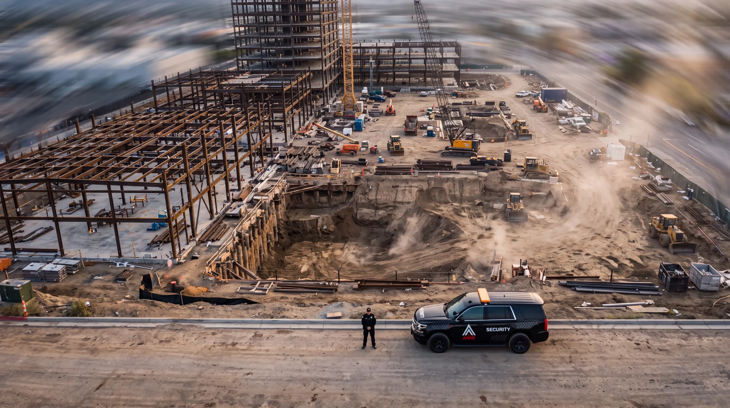Construction site break-in response security. AMB Protective Services, San Francisco